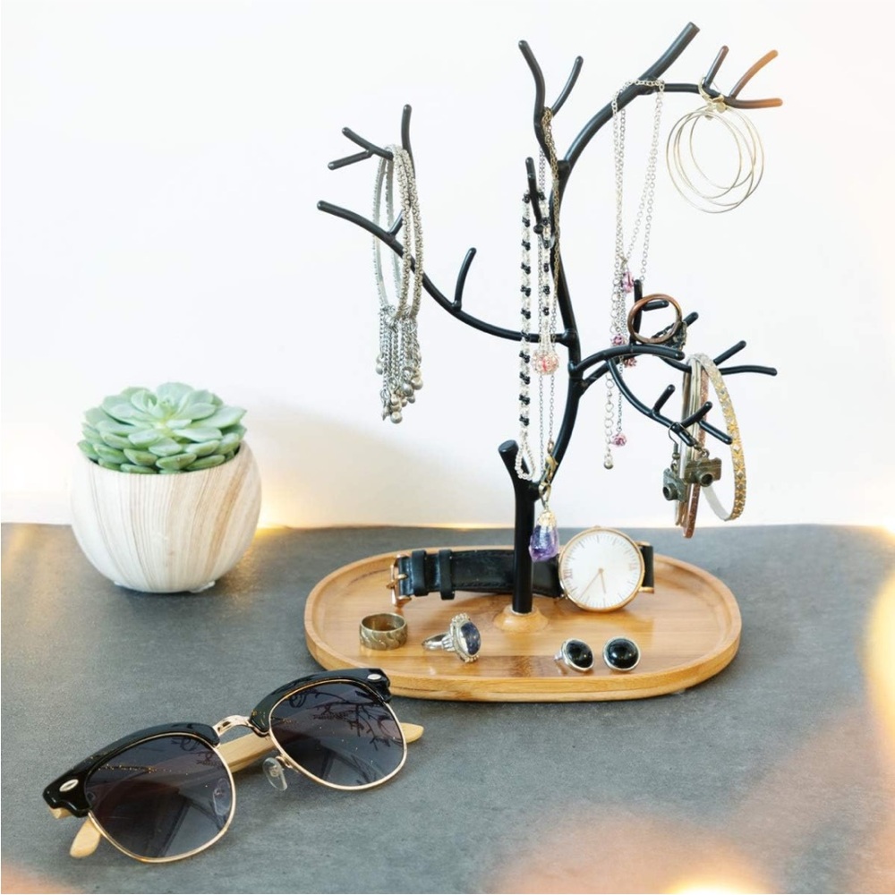Rose Gold- Navaris Metal Jewelry Tree Stand - Organizer Hanger Display Holder - Picture 4 of 7
